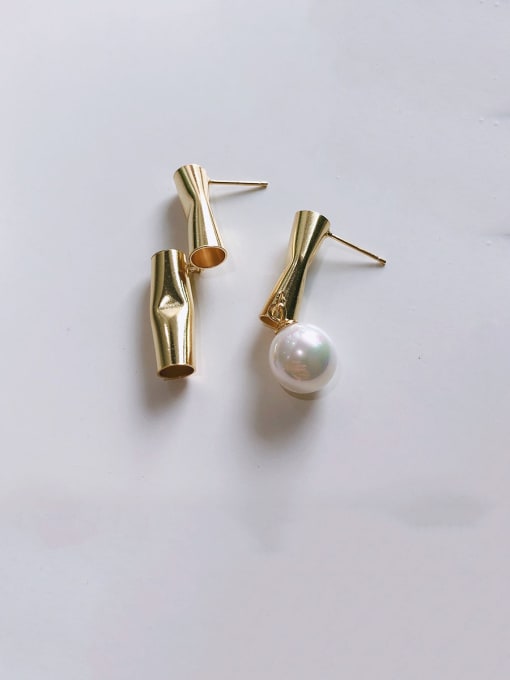 Boomer Cat 925 Sterling Silver With Gold Plated Personality Asymmetry Stud Earrings 0