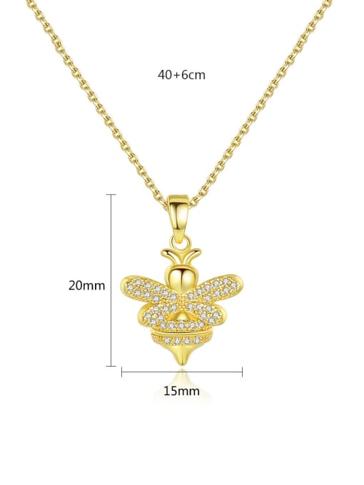 BLING SU Copper With  Cubic Zirconia Trendy Insect  honeybee Necklaces 3