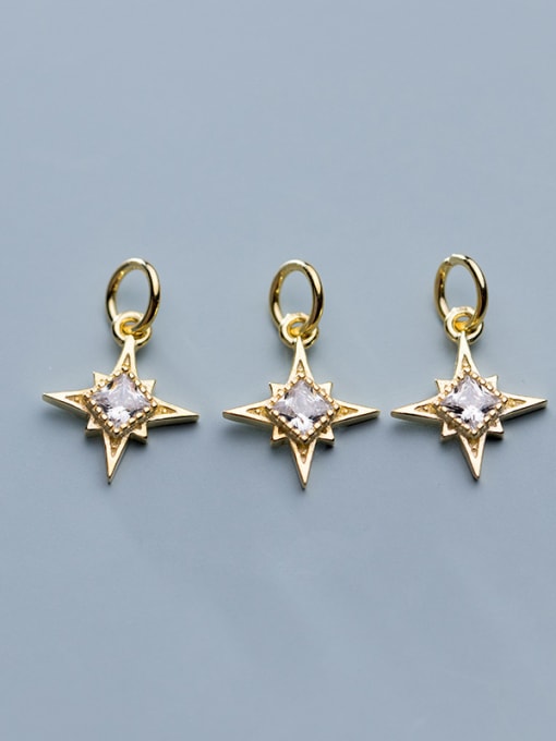 FAN 925 Sterling Silver With  Cubic Zirconia  Simplistic Star Pendants 4