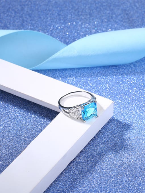 Blue Elegant Blue Glass Stone Butterfly Shaped Ring