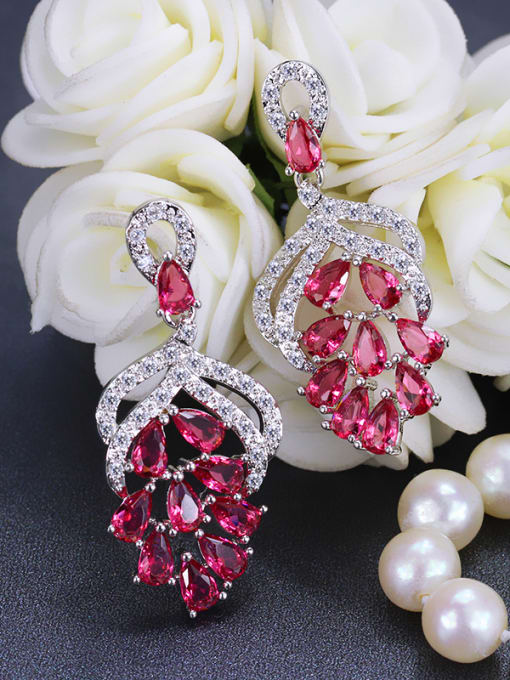 L.WIN Flower shaped Shining AAA Zircons Fashion Drop Earrings 4