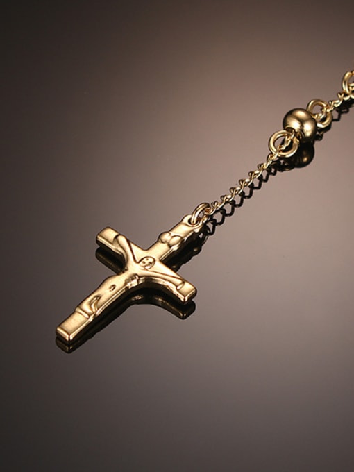 CONG Exquisite Gold Plated Cross Shaped Titanium Sweater Chain 1
