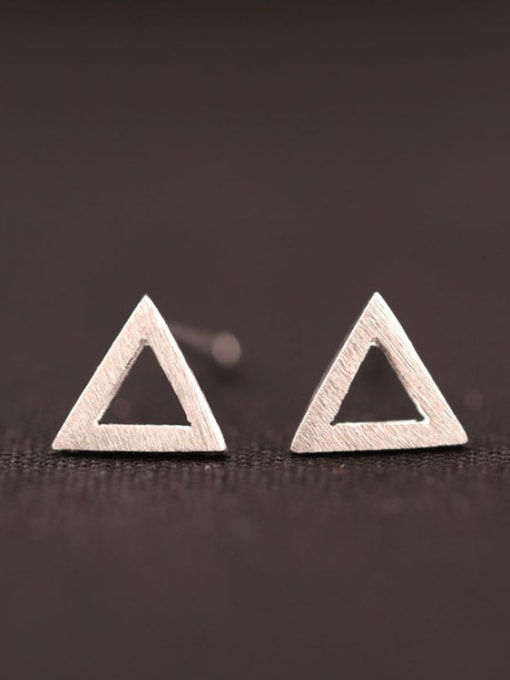 SILVER MI Drawing Triangle Simple Stud Earrings 0