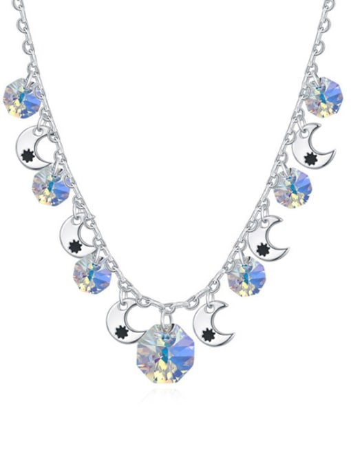white Fashion Cubic austrian Crystals Little Moon Patterns Alloy Necklace