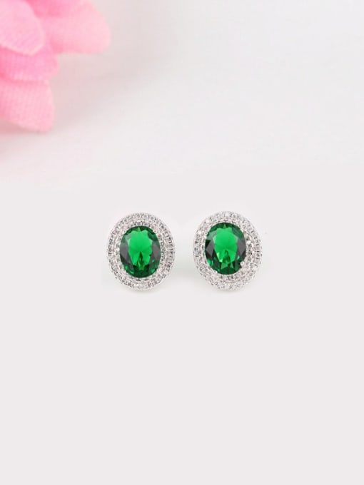 Green Europe and the United States Dove Egg Shaped Zircon Gorgeous And Fashion stud Earring