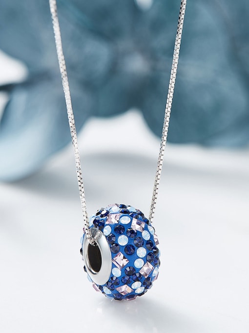 CEIDAI Simple Oblate Bead austrian Crystals Necklace 3