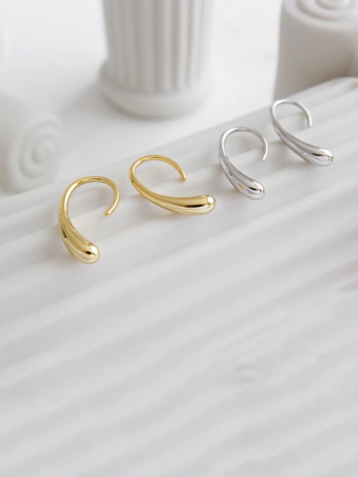 DAKA 925 Sterling Silver With Gold Plated Simplistic Water Drop Hook Earrings 4