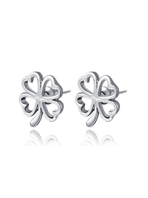 Platinum Personality White Gold Plated leaf Shaped Stud Earrings