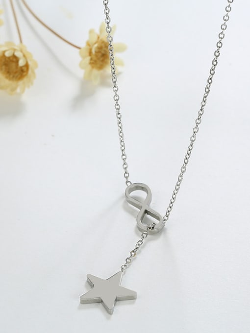 CONG Adjustable Silver Plated Star Shaped Titanium Necklace 2