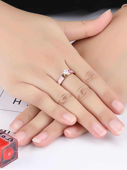 Open Sky Fashion Rose Gold Plated Cubic Zircon Titanium Ring 1