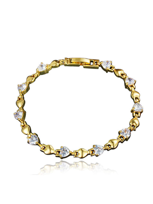 Gold Elegant Platinum Plated Heart Shaped Zircon Bracelet