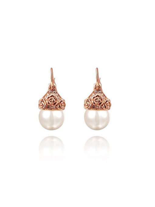 Ronaldo Elegant Flower Shaped Pearl Drop Earrings 0