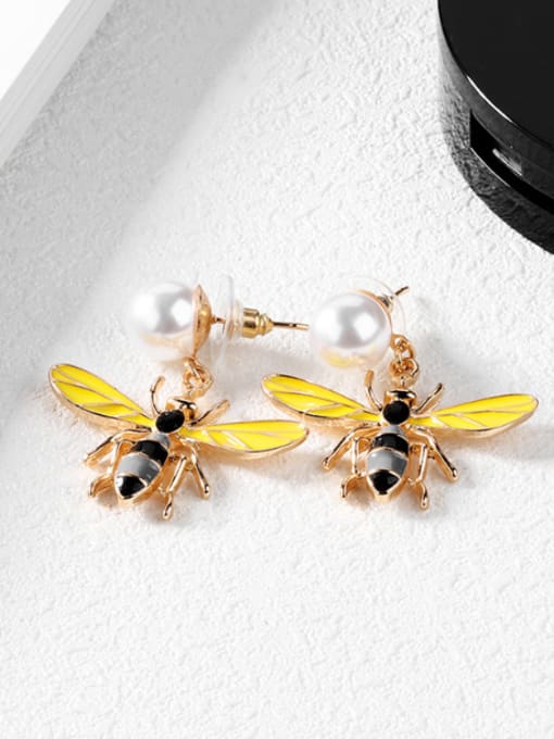 Open Sky Personalized Artificial Pearl Honeybee Stud Earrings 2
