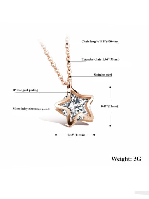 Open Sky Stainless Steel With Rose Gold Plated Fashion Star Necklaces 2