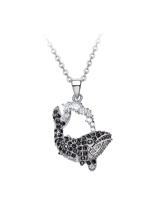 CEIDAI Simple Little Whale Black Zircon Necklace 0