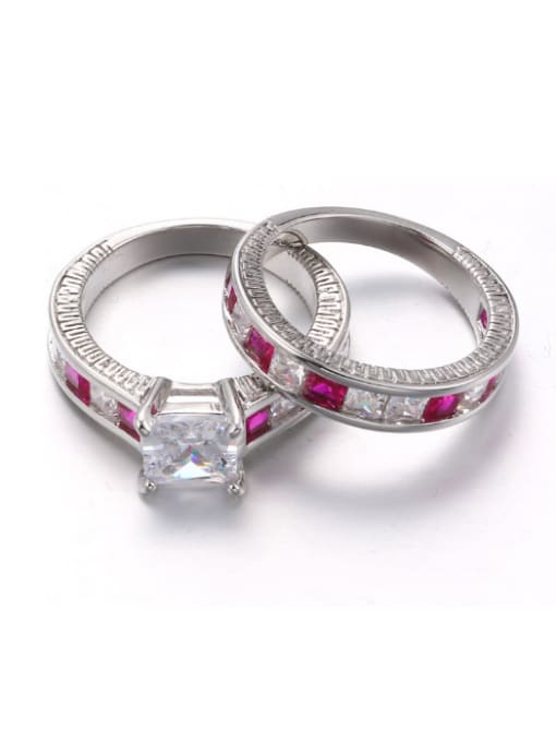 ZK Double Ring Luxury Pink Color Engagement Ring 1