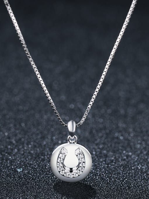 Platinum 925 Sterling Silver With Platinum Plated Cute Round U shape Necklaces