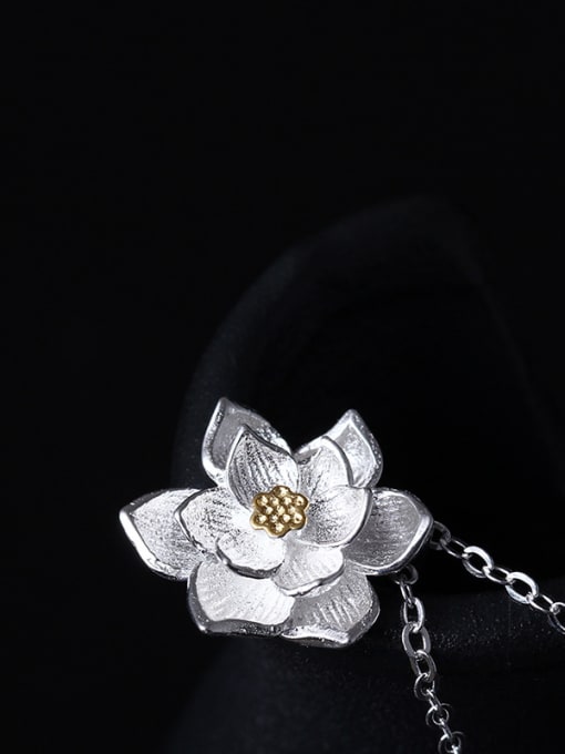 SILVER MI Women's Retro Palace Lotus Necklace 1