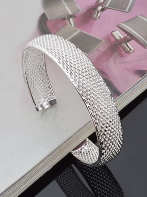 Ya Heng Simple Silver Plated Copper Opening Women Bangle 1