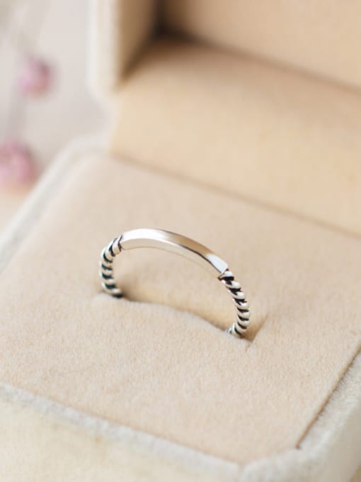 Rosh S925 silver twist smooth letter shape opening Midi Ring 1