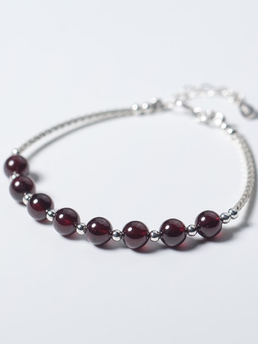 FAN 925 Sterling Silver With Silver Plated and garnet Add-a-bead Bracelets 0