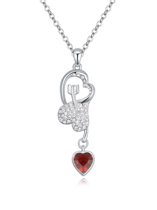 QIANZI Fashion Shiny austrian Crystals Heart Pendant Alloy Necklace 1