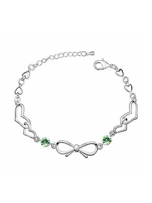 green Simple Cubic austrian Crystals Little Bowknot Heart Alloy Bracelet