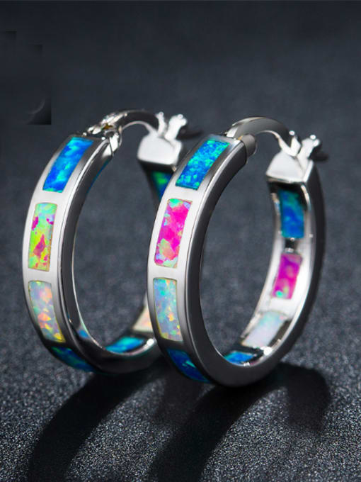 UNIENO Colorful Opal Round Shaped Fashion Women Earrings 1