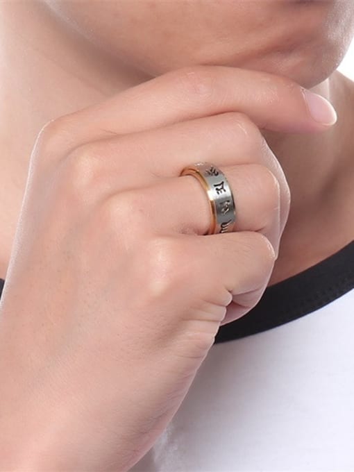 CONG Personality Gold Plated Scripture Titanium Ring 1