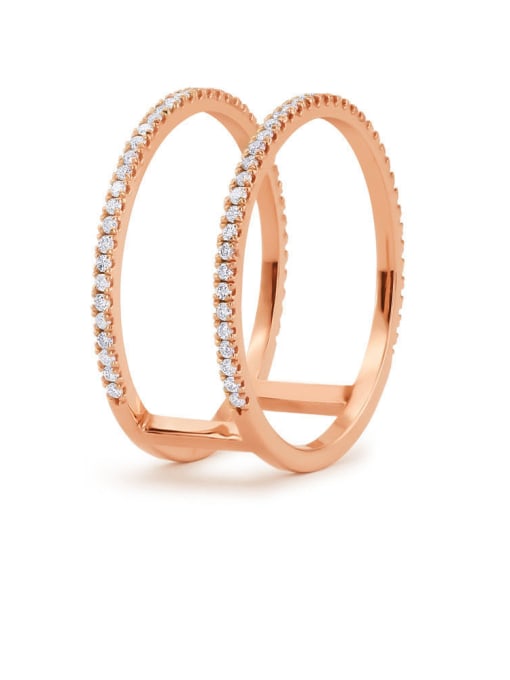 Rose Gold Copper With Gold Plated Trendy Cubic Zirconia Band Rings