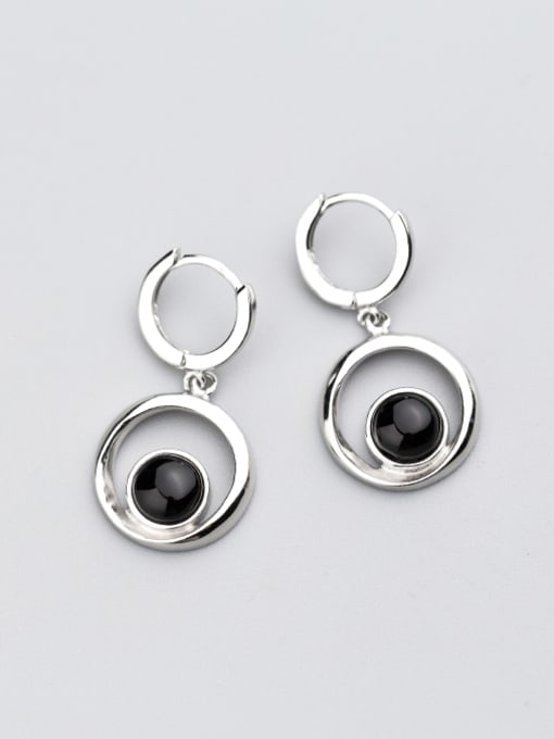 Rosh Exquisite Round Shaped Black Glue Clip Earrings 0
