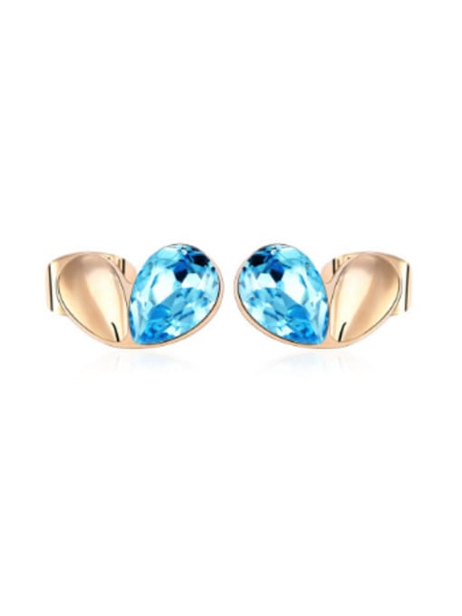 blue Tiny Heart-shaped Austria Crystal Stud Earrings