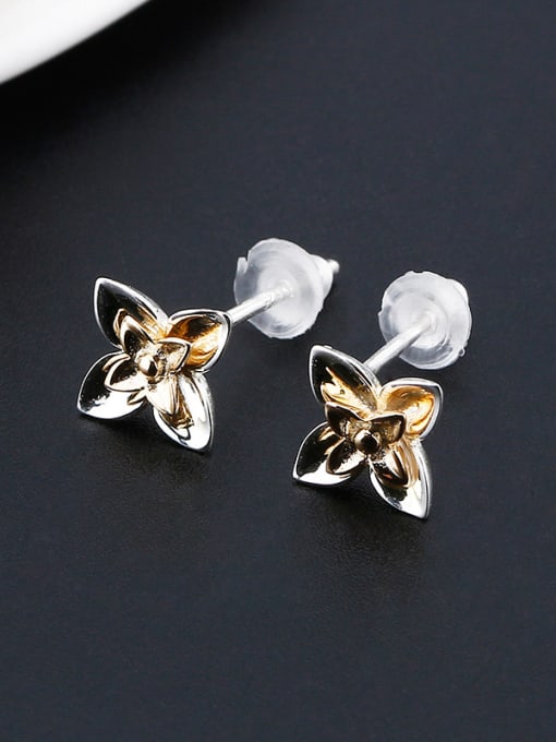 OUXI 18K Gold  S925 Silver Flower-shaped stud Earring 2