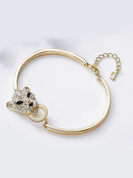 Gold Personalized Leopard Head Zircon Bracelet