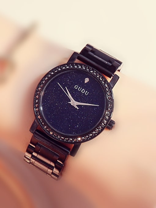 2 GUOU Brand Simple Black Numberless Watch