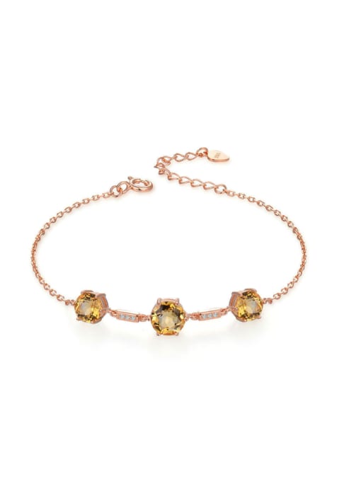 yellow Natural Yellow Crystal Rose Gold Plated Bracelet