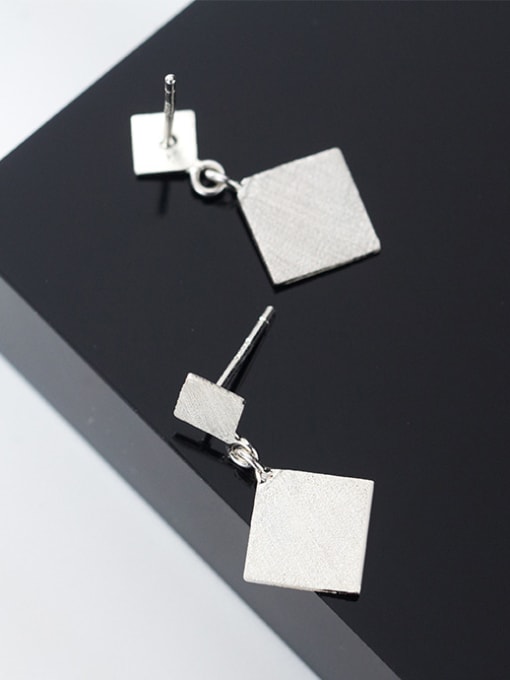 Rosh 925 Sterling Silver With Silver Plated Simplistic Square Stud Earrings 0