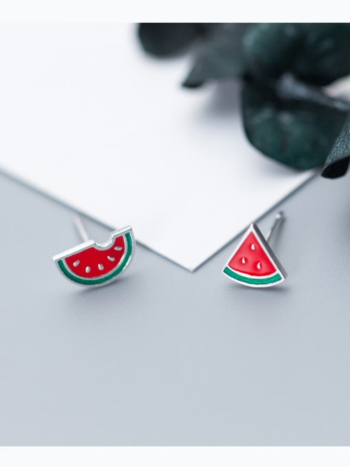 Rosh Sterling Silver Mini "sweet summer" fruit watermelon shaped ear studs 0