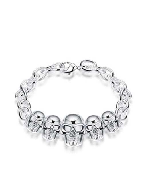 OUXI Personalized Skulls Silver Plated Bracelets 0