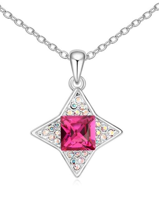 hot pink Simple austrian Crystals-covered Star Pendant Alloy Necklace