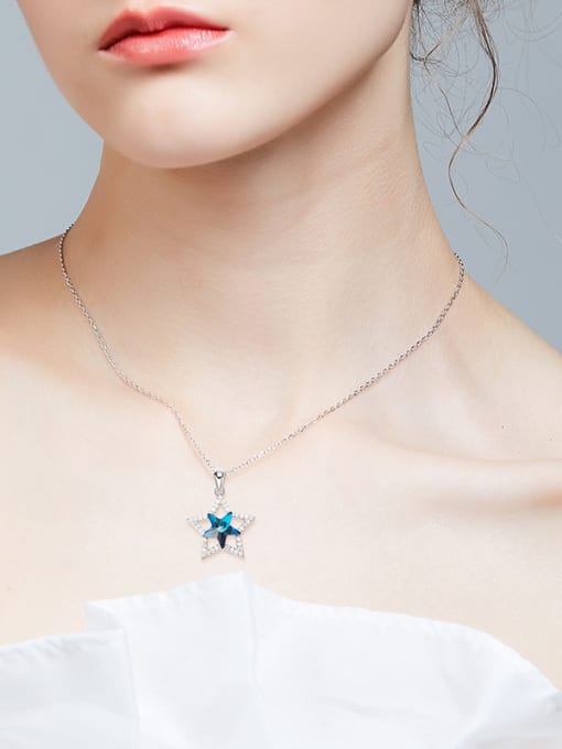 CEIDAI Fashion Hollow Star austrian Crystal Pendant Copper Necklace 1
