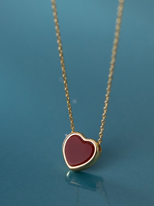 Rosh 925 Sterling Silver With Gold Plated Simplistic Heart Necklaces
