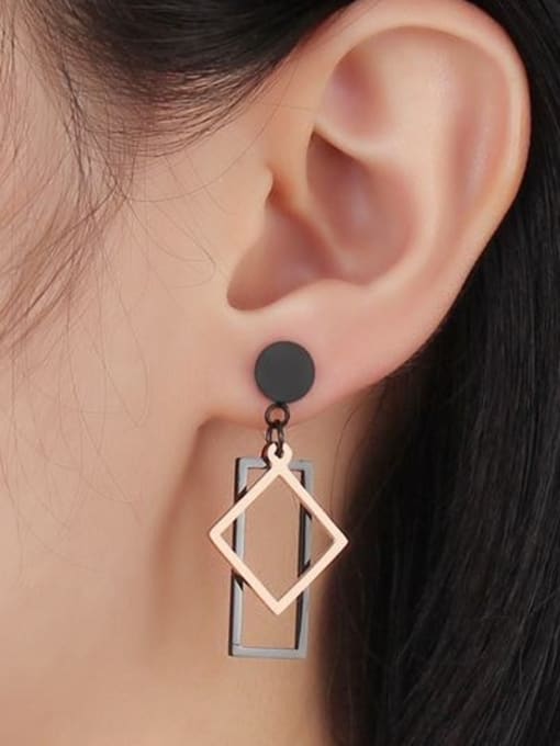 CONG Fashion Double Color Geometric Shaped Titanium Drop Earrings 1