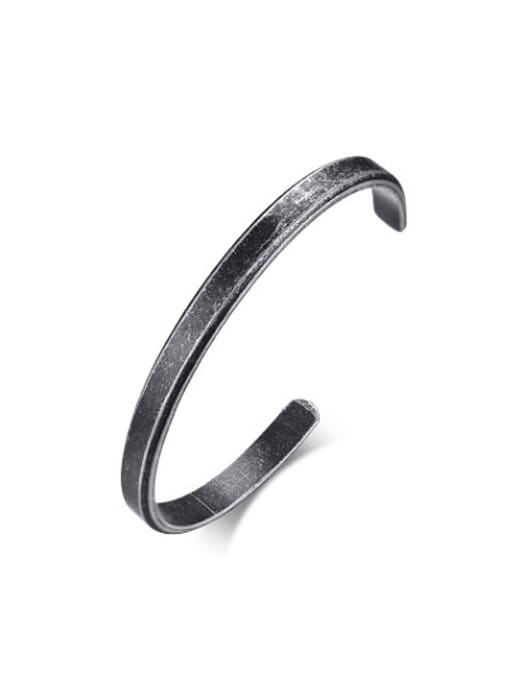 CONG Vintage Open Design Gray Stainless Steel Bangle 0