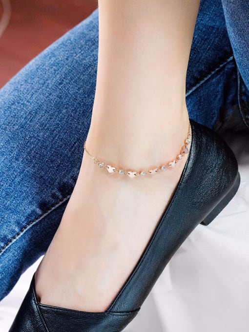 Open Sky Stainless Steel With Rose Gold Plated Fashion Heart Anklets 1