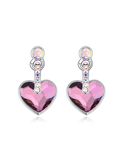 QIANZI Fashion Heart shaped austrian Crystal Alloy Stud Earrings 0