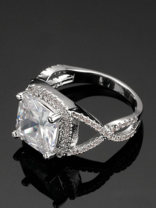ZK Western Style Shinning Zircons White Gold Plated Ring 2