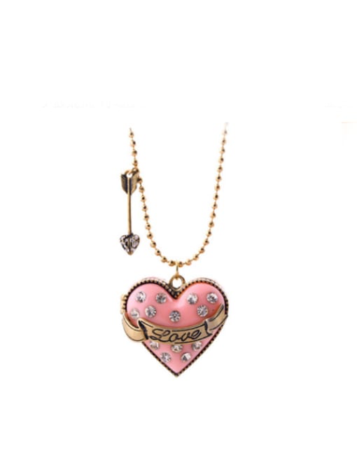 KM Alloy Gold Plated Heart-Shaped Box Sweater Necklace 0