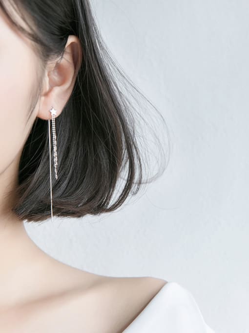 Rosh Sterling Silver Ear line Pentagram long earrings 2