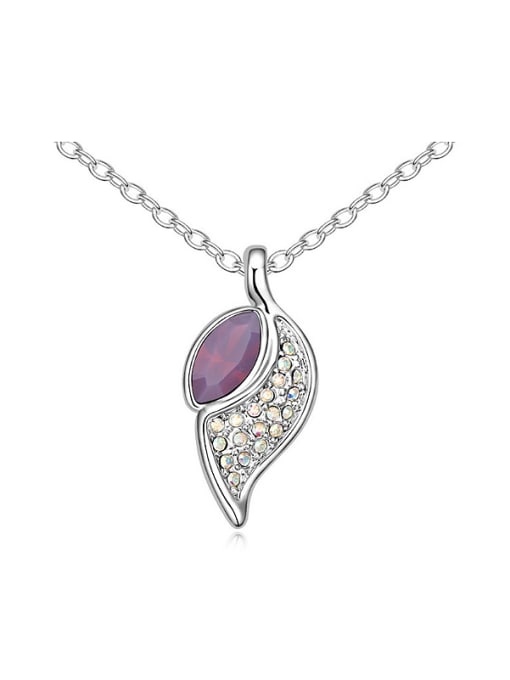 QIANZI Fashion austrian Crystals Leaf Pendant Alloy Necklace